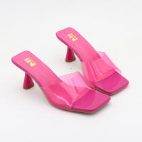Sandalias de gran tamaño de color sólido versátiles de estilo coreano con tiras transparentes de punta cuadrada y tacones altos - details 17