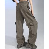 Pantalones vaqueros Cargo Vintage grises de cintura alta para mujer, pantalón vaquero de pierna ancha, diseño elegante de calle, holgado, 2023 - details 1