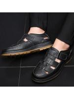 Sandalias de piel de vaca huecas de verano, sandalias ligeras transpirables para hombre, sandalias para exteriores, zapatos de playa cómodos informales de viaje para hombre de gran tamaño - details 7