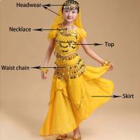 Conjunto de trajes de baile con tocado dulce, vestido de princesa, trajes coloridos de danza del vientre, regalos de ropa para niñas de la India deslumbrantes y brillantes - details 4