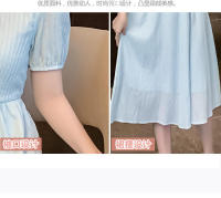 Falda larga de cintura alta para mujer, falda larga con temperamento, novedad de verano, vestido francés adelgazante, dulce y fresco, con cuello cuadrado - details 5