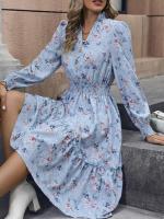 Vestidos de manga larga para mujer, vestido de cintura femenina, flor floral, una pieza, Haruku - details 10