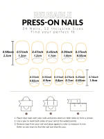 24 Piezas De Uñas Postizas Cortas Cuadradas Estilo Francés Con Flores + 1 Pegamento + 1 Lija Para Uñas - details 11