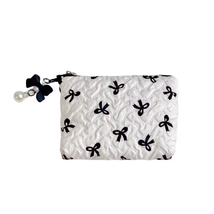 Bolsa de cosméticos con lazo colgante portátil para hombre, bolsa de maquillaje con cremallera de estilo coreano, monedero de gran capacidad - 1