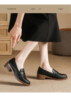 Zapatos de cuero con tacón grueso simple, suela suave, de 4 cm de altura, zapatos pequeños de cuero. - details 27