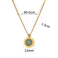 Collar De Acero Inoxidable Con Colgante De Piedra Natural Verde Para Mujer Color Oro Redondo Joyería De Fiesta Y Boda Regalo - details 4