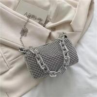 Bolso tipo cubo con diamantes de imitación de versión completa, bolso con bola de cadena brillante, mini bolso cruzado para mujer - details 18