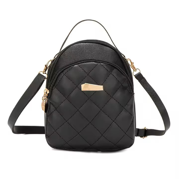 Mochila pequeña ovalada de PU para mujer, bolso con correa ajustable para uso diario - 1