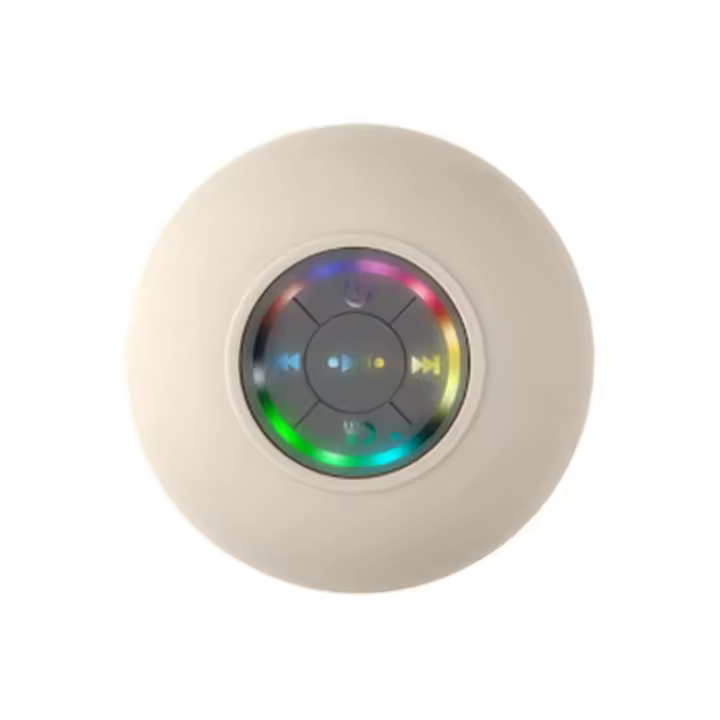 Mini Altavoz Bluetooth Impermeable Baño Audio Altavoces De Ducha Inalámbricos Luz RGB Bluetooth Ventosa Altavoz, Blanco - 1