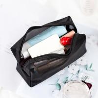 Neceser de viaje para mujer, bolsa de aseo de malla negra transparente, organizador de maquillaje, bolsa de lavado, pequeña y grande - details 13