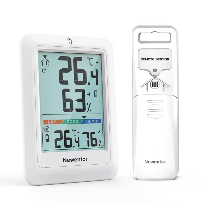 Newentor Termómetro y Higrómetro Q8-S Estación de Clima Inalámbrica para Interior y Exterior con Alarma de Hielo Sensor Digital de Display - 1