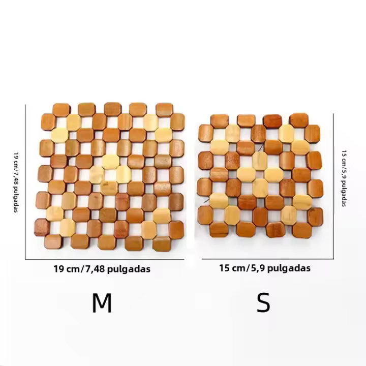 Alfombrilla de bambú para cocina, antideslizante, protectora, cuadrada, ecológica, para ollas y tazones, base de tabla. - 1