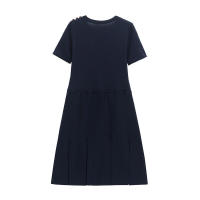 Vestido Mini de Punto con Cremallera Cuello Redondo, Mangas Cortas, Bolsillos - details 1