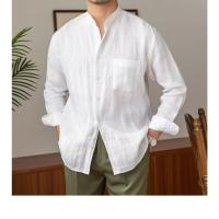 Camisa de Lino para Hombre Verano 2025 Cuello Henley Elegante Manga Larga Transpirable - details 24