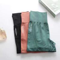 Pantalones cortos de cintura alta para mujer, pantalones cortos deportivos ajustados sin costuras para andar en bicicleta, correr y fiestas - details 3