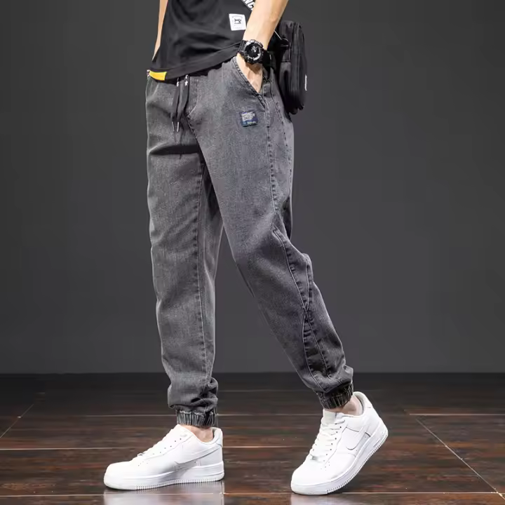 Pantalones Cargo Harem Para Hombre Negro Azul Estilo Callejero Primavera Verano Denim Midweight Cierre Con Cordón Talla Grande Hasta 8XL - 1