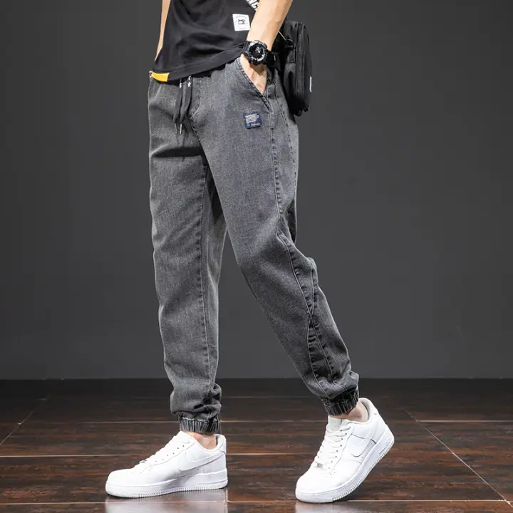Pantalones Cargo Harem Para Hombre Negro Azul Estilo Callejero Primavera Verano Denim Midweight Cierre Con Cordón Talla Grande Hasta 8XL - 1
