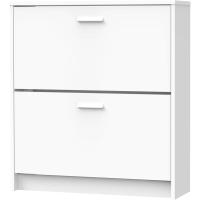 Zapatero Recibidor Mueble Auxiliar Estrecho 2 Puertas para Entrada Blanco, 12 Pares de Zapatos, 82x74x25cm, Colección Tibet - details 3