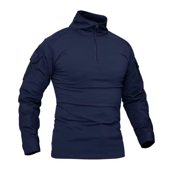 MAGCOMSEN-Camiseta de manga larga para hombre, camisa táctica con cremallera, 1/4 - 1
