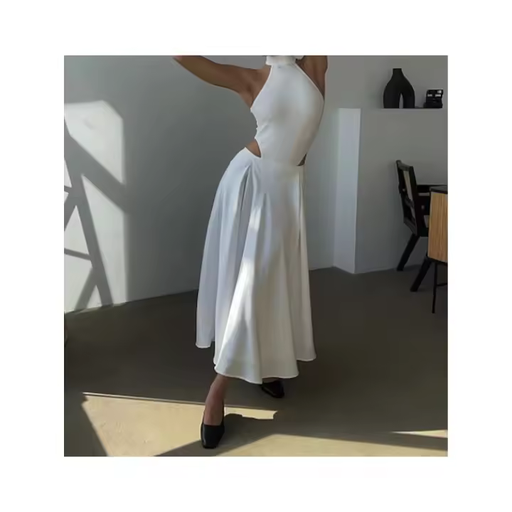 Falda holgada de satén elegante para mujer, faldas largas de cintura alta, ropa de calle, falda larga clásica, falda negra de moda para mujer - 1