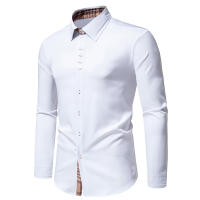 Camisa de Hombre a Cuadros Moda con Bloque de Colores para Primavera Arrivo Nuevo Manga Larga Casual para Fiesta Negocios Social - details 8