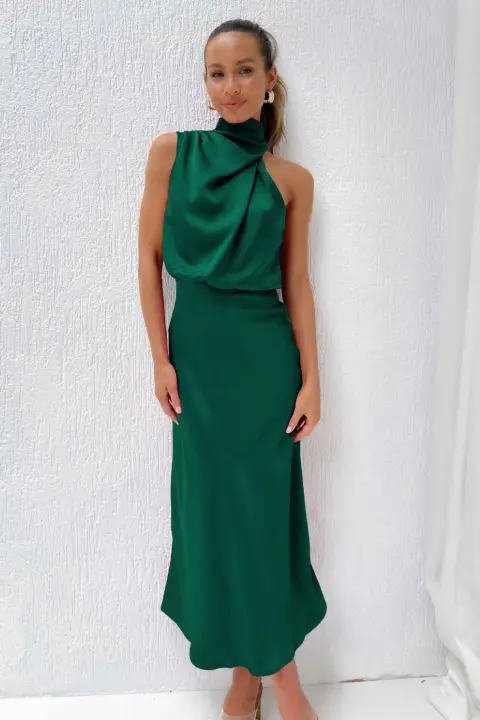 Vestido de mujer, novedad de Primavera/Verano 2025, vestido de noche ligero de satén de gama alta sin mangas, moderno y elegante para mujer - 1