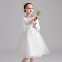 Vestido de noche para niñas con falda abullonada de malla con bordado de estilo nuevo para niños - details 29