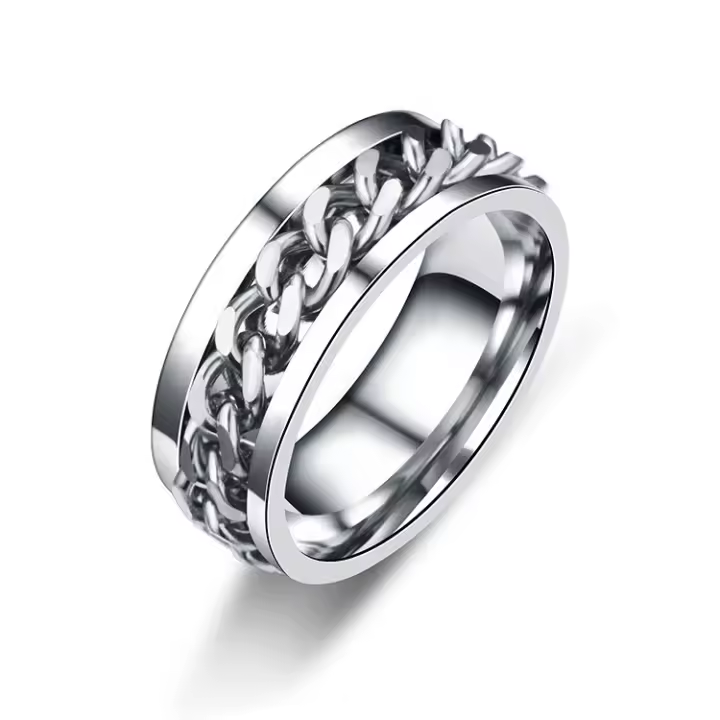 Anillos de cadena giratorios de titanio de acero para mujeres y hombres, anillo giratorio de descompresión, anillo de cadena multifuncional, anillo abridor de botellas, regalo - 1