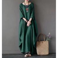 Elegante Vestido de Mujer con Cuello Redondo Diseño Único con Borda de Volantes Color Sólido - details 4