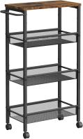 Carro de 4 Niveles, Carro Estrecho de Cocina con Ruedas, con Asa, para Espacio Reducido, 22 x 45,4 x 77 cm, para Cocina, Baño, Salón, Estudio, Marrón Rústico y Negro LRC033B01 - details 0