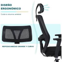 Silla Oficina con Reposacabezas y Reposabrazos Ajustables, Sillas Escritorio con Soporte Lumbar, Silla Ergonómica Escritorio para Despacho - details 4
