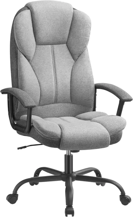 Silla de Oficina, Silla de Escritorio, Silla de Juego con Reposabrazos, Silla de Ordenador, Silla Ejecutiva, Altura Ajustable, para Estudio, Negro Tinta OBG57B - 1