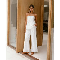 Conjunto de moda informal blanco con hombros descubiertos y pantalones, Top de tubo, ropa sencilla para ir al trabajo, novedad de verano, primavera - details 8