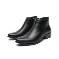 Botas de Cuero con Talón de Moda para Hombres Versátiles Versión Británica con Punta de Tobillo y Cremallera Corta Alta Calzado de Primavera Otoño - details 4