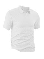 Hombre verano slim transpirable transpiración suelta casual color sólido jacquard hombre manga corta Polo - details 13