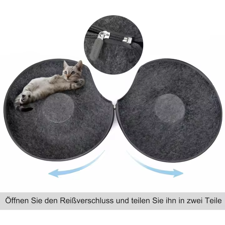 Cama para Gatos Diseño de Donut Fliz Cama de Túnel Extraíble para Gatos 50 x 50 x 20 cm Gris Oscuro - 1