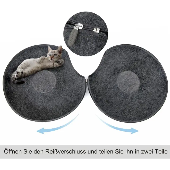 Cama para Gatos Diseño de Donut Fliz Cama de Túnel Extraíble para Gatos 50 x 50 x 20 cm Gris Oscuro - 1