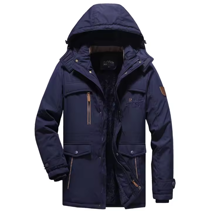 Abrigo de Invierno de Moda para Hombres CHAIFENKO Abrigo de Vellón Grueso con Múltiples Bolsillos - 1