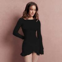 Elegante Vestido Bodycon con Volantes Manga Larga, Giro de Volantes, Vestido Mini para Mujer en Otoño Moda de Fiesta en Club Elegante - details 23