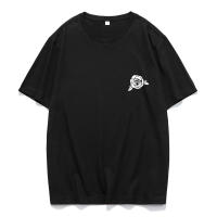 Top casual de algodón peinado con diseño de estampado creativo, rosa romántica de verano Unisex, 170g - details 5
