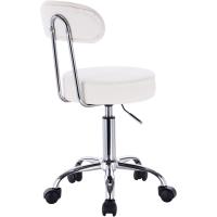 Taburete de Trabajo de 1 Pieza Giratorio Taburete de Silla Giratoria Silla de Oficina con Respaldo de Altura Regulable en Blanco - details 5