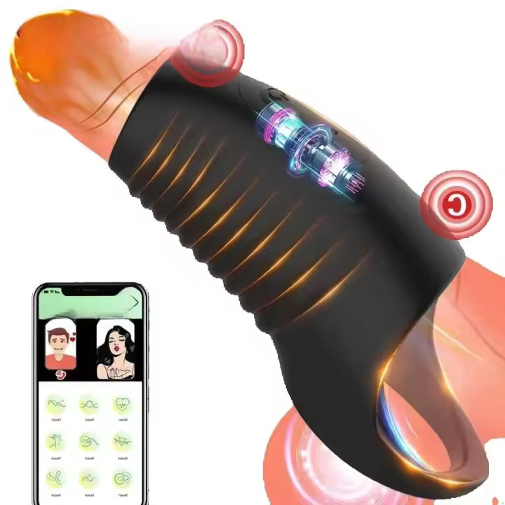 Leten 2 en 1 funda vibratoria anillo de Control de aplicación extensor de eyaculación retardante masculino vibrador juguetes sexuales para adultos - 1