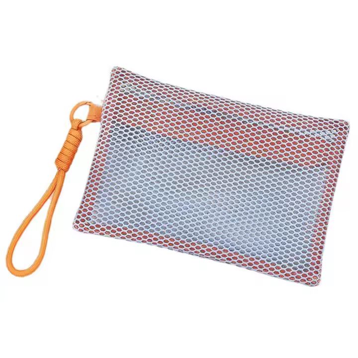 Bolsa de maquillaje de nailon con mango duradero, bolsa de cosméticos de malla reutilizable transparente, bolsa de maquillaje portátil multiusos ligera para uso diario - 1