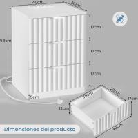 Mesitas de Noche con luces LED y Estación de Carga (2 Tomas AC, 2 Puertos USB) Mesita de Noche Blanca Mesas Auxiliares con 1 compartimento abierto y 2 cajones para Dormitorio Salón - details 29
