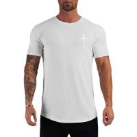 Camiseta interior de Fitness para hombre, camisa de manga corta de algodón con estampado cruzado personalizado para correr, gimnasio, culturismo, entrenamiento - details 9