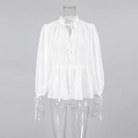 Camisa y blusa de mujer Kawaii con mangas abullonadas con cordones lindos sueltos elegantes jóvenes simples baratos Tops femeninos - details 8