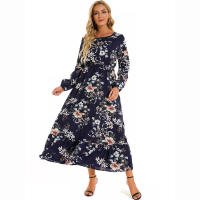 2024 mujeres Maxi vestido Casual de manga larga de cintura alta playa Mujer vestidos de gasa vestidos florales Mujer nuevo - details 26