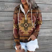 Sudaderas con capucha para mujer, abrigo de talla grande, Jersey bohemio, Retro, estampado geométrico, San Valentín, Primavera - details 1