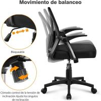 Silla de Oficina Silla de Trabajo con Reposabrazo Silla Ajustable Silla Ergonómica Silla Negra Altura Ajustable Malla Carga 136 KG Silla de Despacho Estudio - details 8