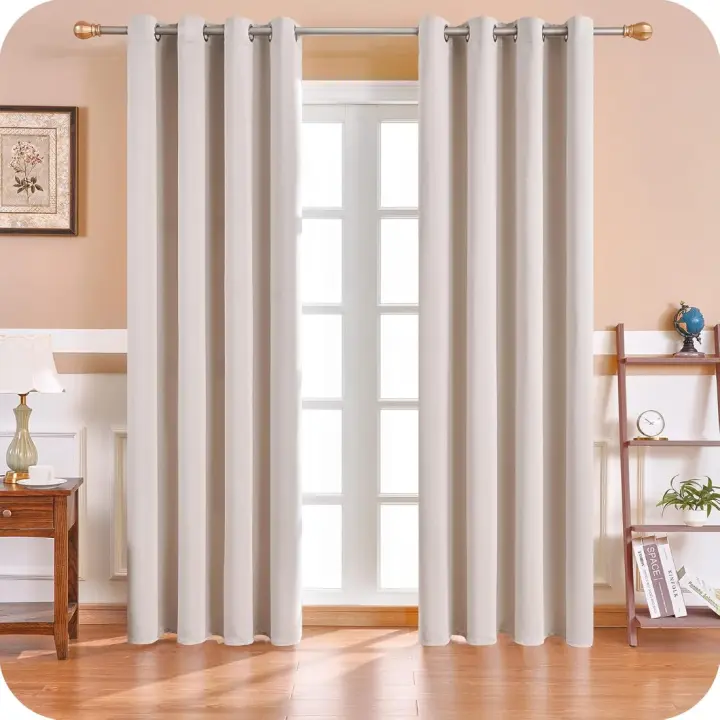 Cortinas de Habitación Termónicas Opaques 2 Piezas, 140×300cm, Diseño Moderno, Aislantes de Frío y Calor, Luz, Ventana de Dormitorio Infantil Bebe Niños, Marrón con Ojales - 1